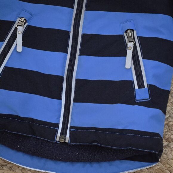 Hanna Andersson Fleece Lined Anorak Aviator Jacket Hooded Navy/Blue Striped 2yrs - Picture 3 of 7